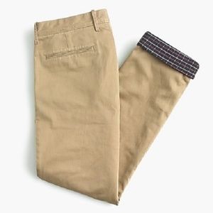 J.Crew 770 stretch chino cabin pant flannel lining